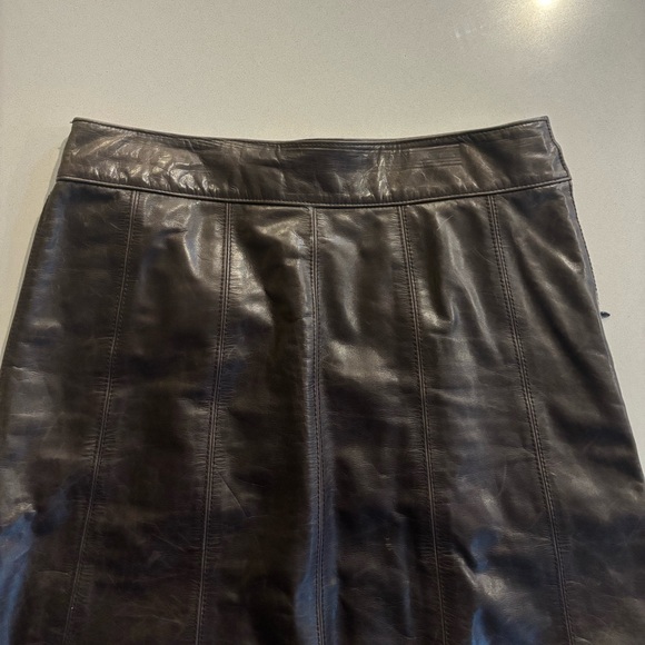 Vintage Leather DKNY skirt, Real Chocolate Brown Leather, Women's 8 - Picture 3 of 6
